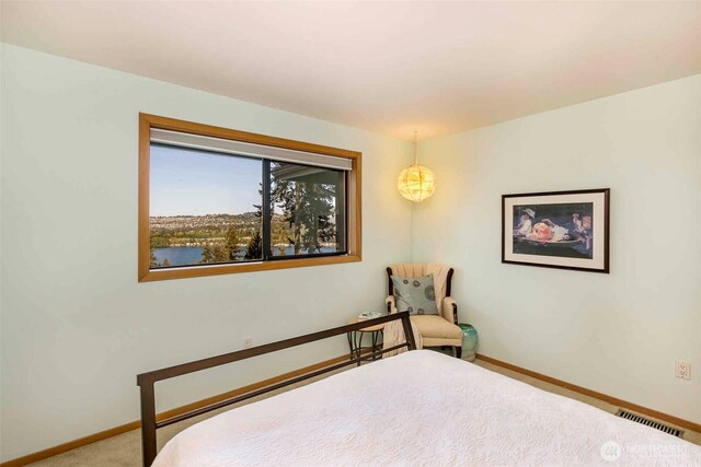 carpeted bedroom featuring baseboards