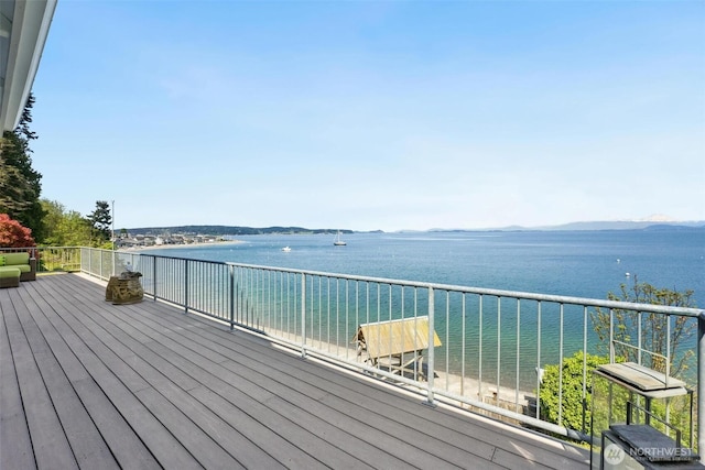 250 Fay Ln, Camano Island, WA 98282 - wooden terrace with a water and mountain view
