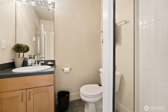 250 Fay Ln, Camano Island, WA 98282 - bathroom featuring vanity, tile patterned flooring, and toilet