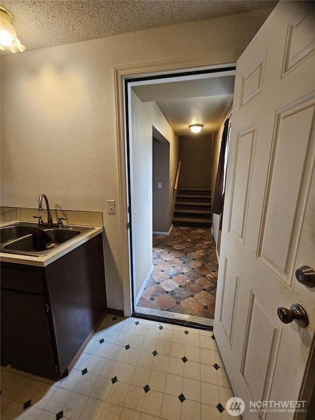 8 Calder Rd, Elma, WA 98541 - bathroom featuring baseboards, a textured ceiling, tile patterned flooring, vanity, and a textured wall