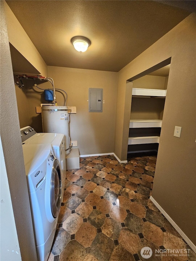 8 Calder Rd, Elma, WA 98541 - laundry room with washing machine and dryer, electric panel, secured water heater, and baseboards