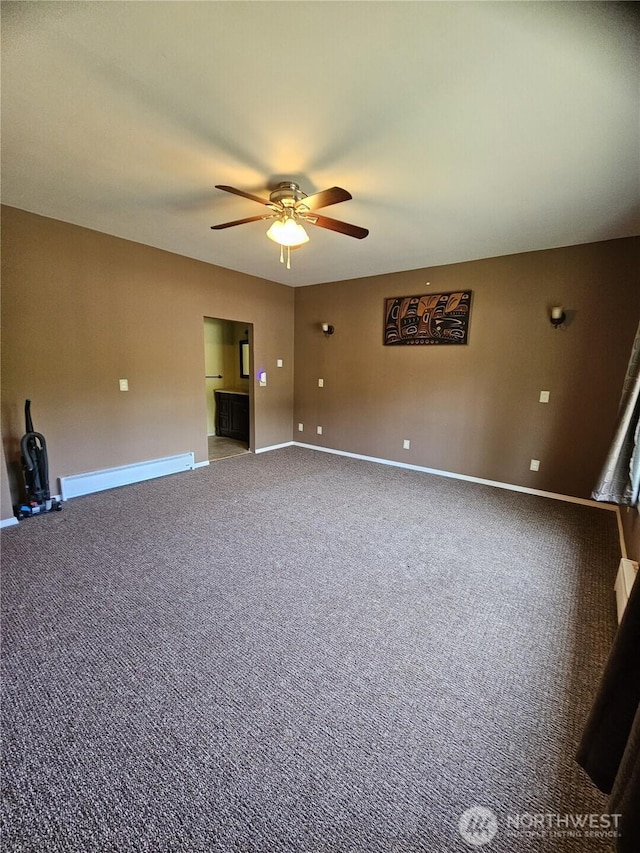 8 Calder Rd, Elma, WA 98541 - spare room with a ceiling fan, baseboards, carpet flooring, and a baseboard radiator
