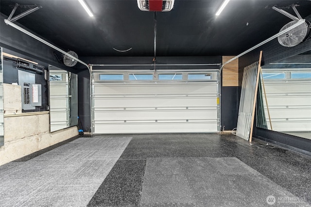 garage with a garage door opener