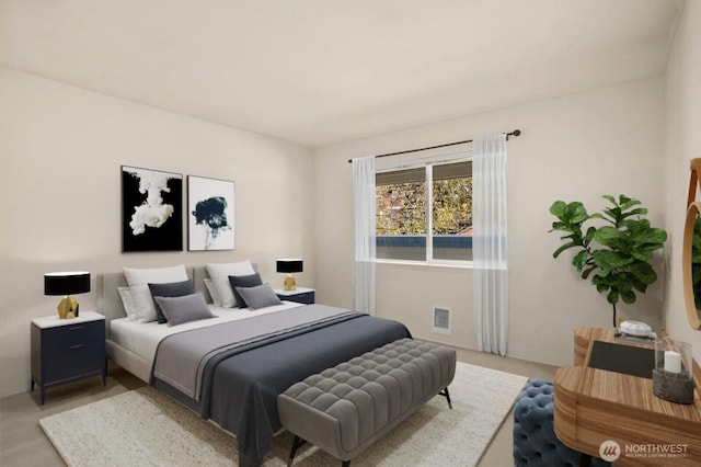 bedroom featuring visible vents