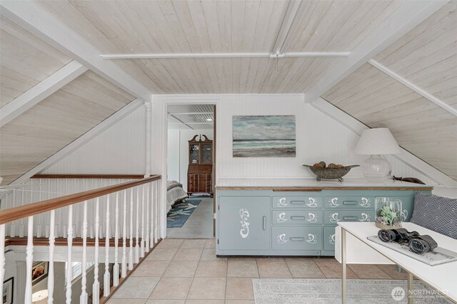 1506 163rd Pl, Long Beach, WA 98631 - interior space with lofted ceiling, light tile patterned floors, and wood ceiling