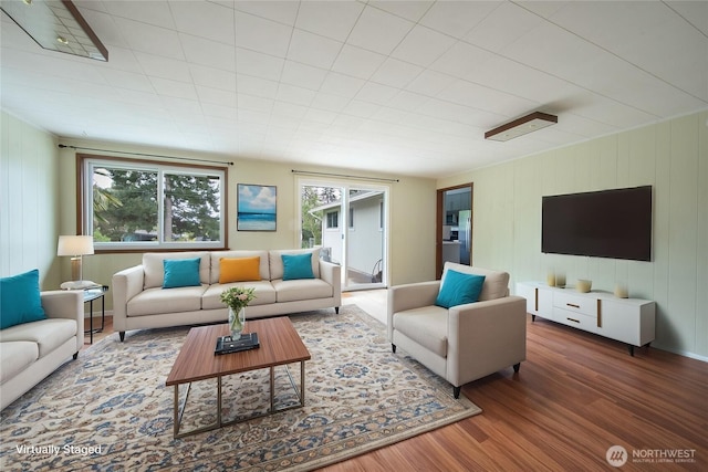 living area with wood finished floors
