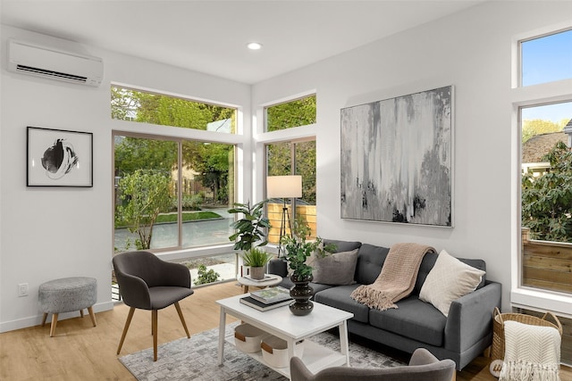 sunroom with a wall unit AC