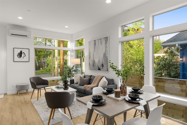 sunroom with a wall mounted AC