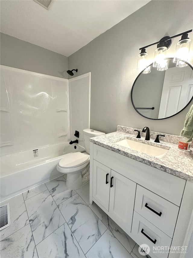 16738 2nd Ave NE, Shoreline, WA 98155 - bathroom featuring vanity, shower / bathtub combination, and marble finish flooring
