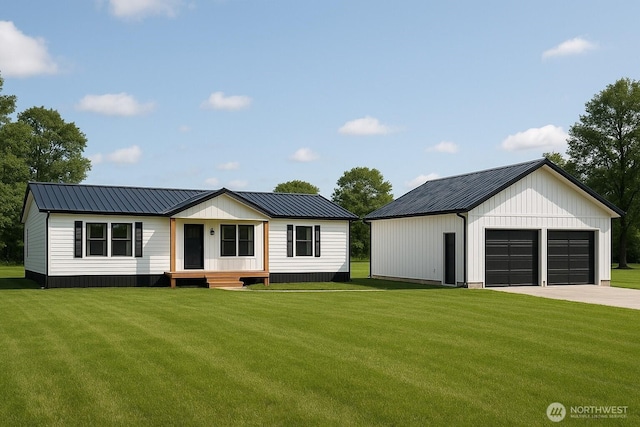 200LOTA Fineview, Chehalis, WA 98532 - modern inspired farmhouse featuring a detached garage, a front lawn, and metal roof