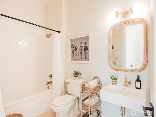 204 Market St Unit A, Pacific Beach, WA 98571 - full bath with a sink, shower / bathtub combination with curtain, and toilet