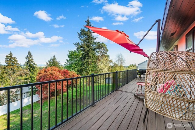 deck with a yard