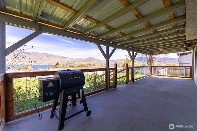 balcony with a mountain view