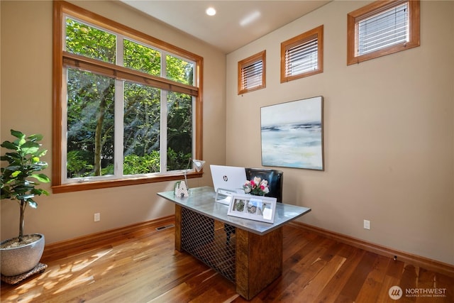 8131 116th Ave NE, Kirkland, WA 98033 - office space with baseboards, recessed lighting, wood finished floors, and visible vents