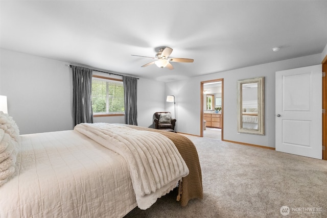 8203 32nd Ave E, Tacoma, WA 98443 - bedroom with carpet, baseboards, a ceiling fan, and ensuite bathroom