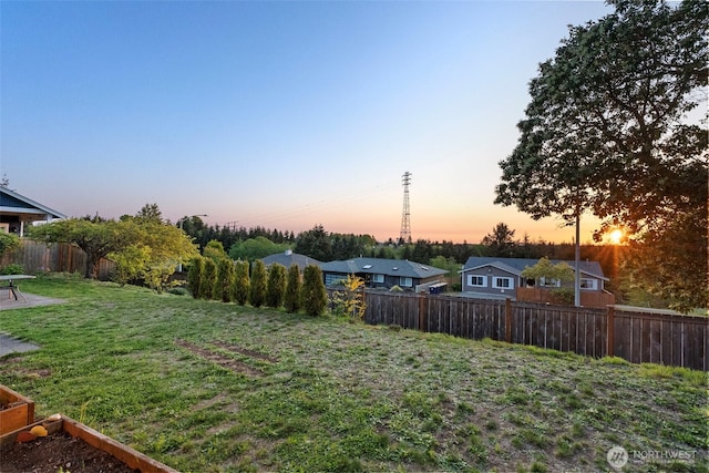 view of yard featuring fence