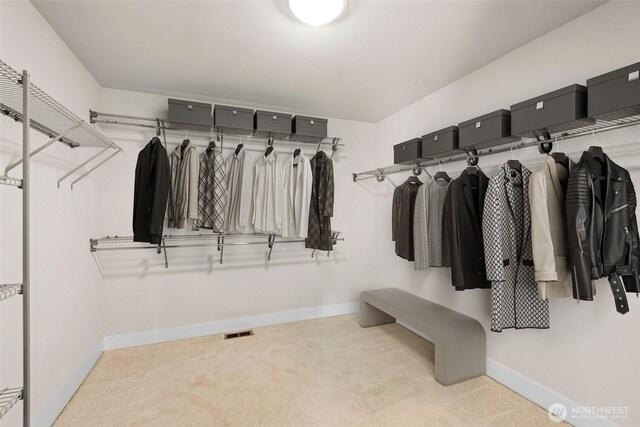 walk in closet with carpet and visible vents