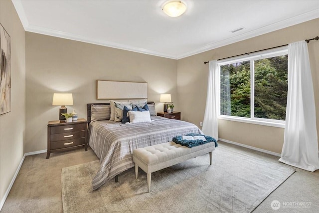 19017 5th St E, Lake Tapps, WA 98391 - bedroom with light carpet, baseboards, and crown molding