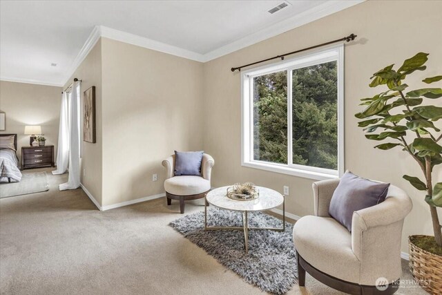 19017 5th St E, Lake Tapps, WA 98391 - sitting room featuring ornamental molding, carpet, and baseboards