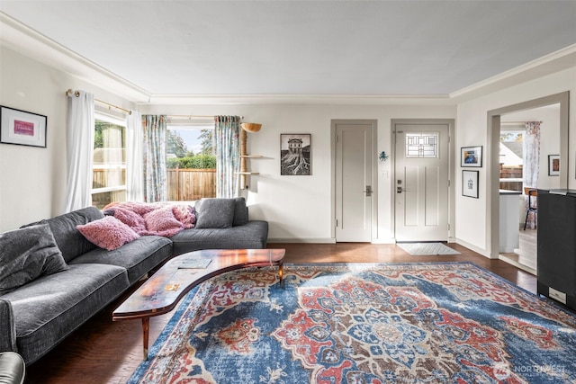 1921 N Stevens St, Tacoma, WA 98406 - living room featuring baseboards, a wealth of natural light, and wood finished floors