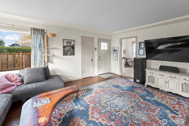 1921 N Stevens St, Tacoma, WA 98406 - living room featuring baseboards and wood finished floors