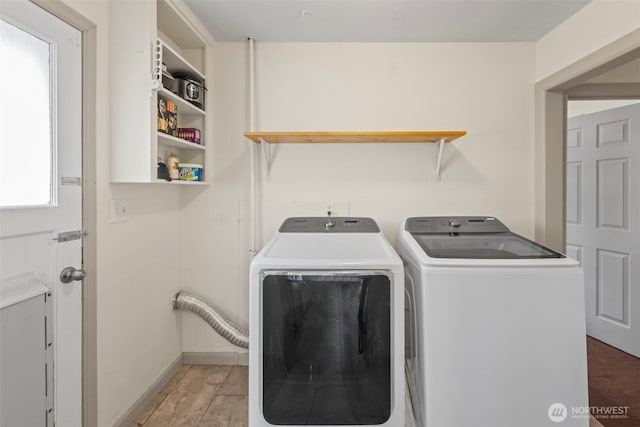 1921 N Stevens St, Tacoma, WA 98406 - washroom featuring baseboards, laundry area, and washing machine and clothes dryer