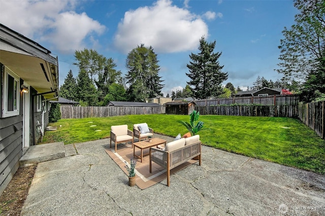 12910 6th Ave S, Burien, WA 98168 - view of patio / terrace featuring an outdoor living space and a fenced backyard