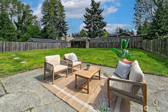 12910 6th Ave S, Burien, WA 98168 - view of patio / terrace with an outdoor living space and a fenced backyard