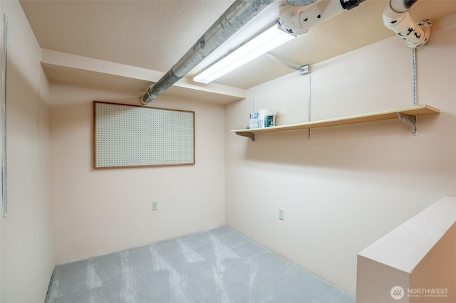 below grade area with carpet flooring