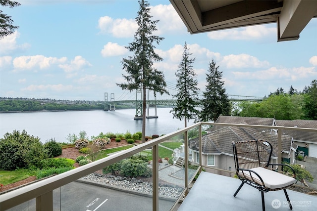 balcony with a water view