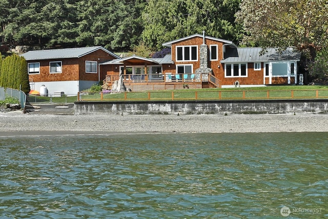 water view featuring a fenced backyard