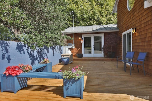 wooden terrace with french doors