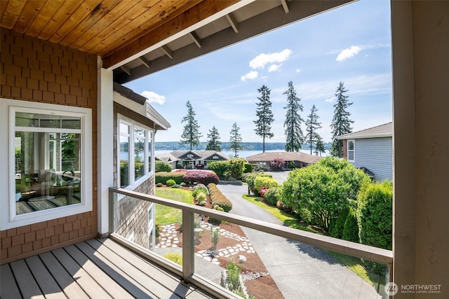 balcony with a water view