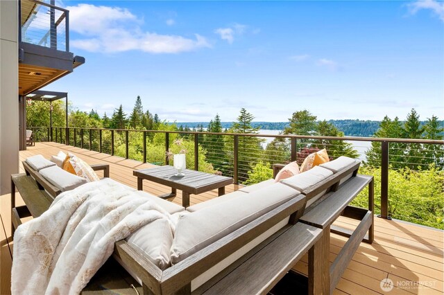 5340 W Mercer Way, Mercer Island, WA 98040 - balcony featuring a water view and outdoor lounge area