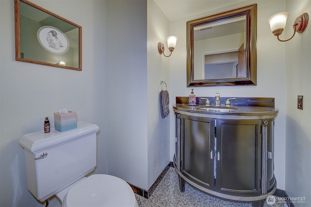 3142 Sahali Dr NE, Bremerton, WA 98310 - half bath with speckled floor, vanity, toilet, and baseboards