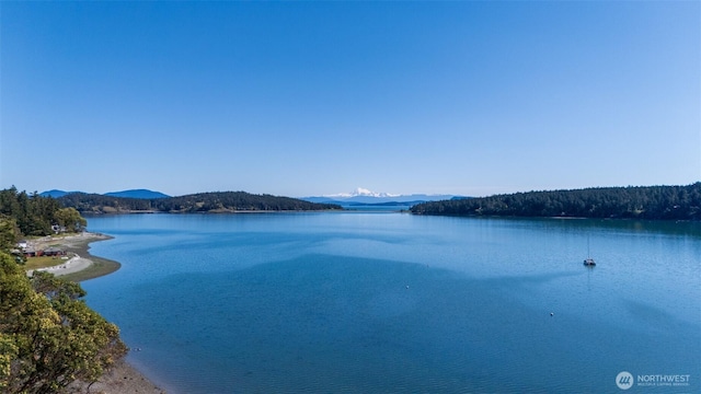view of water feature with a mountain view