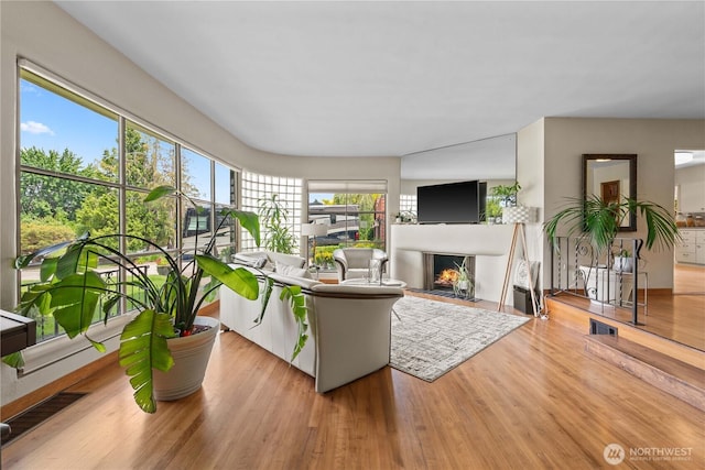 1423 Springwater Ave, Wenatchee, WA 98801 - living area with a fireplace with flush hearth and wood finished floors
