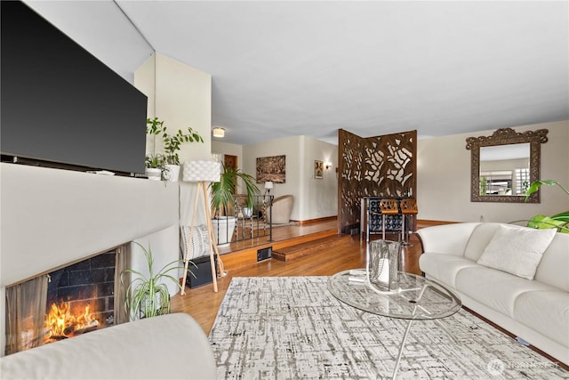 1423 Springwater Ave, Wenatchee, WA 98801 - living area featuring a fireplace and wood finished floors