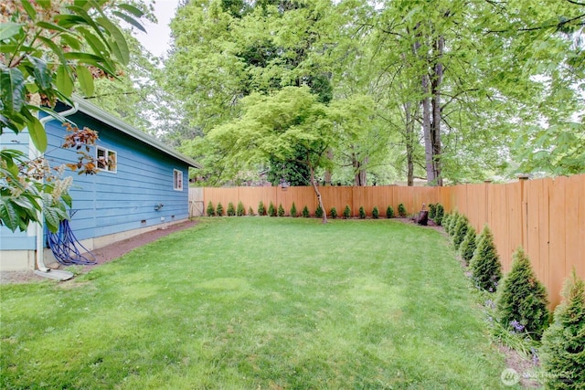 view of yard featuring a fenced backyard