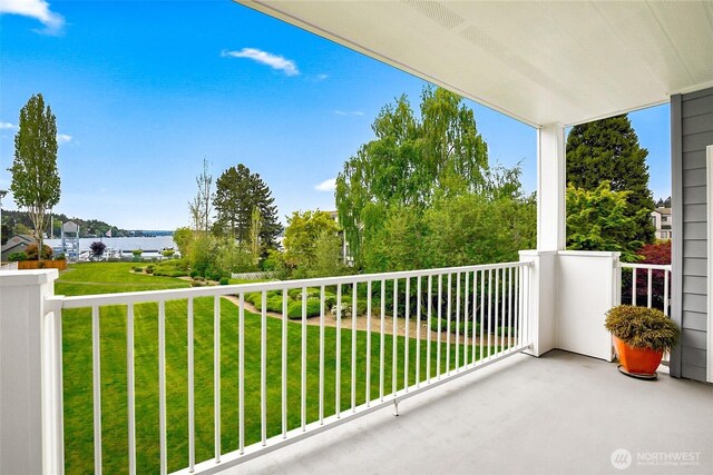 balcony with a water view