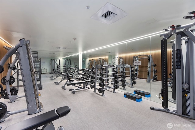 gym featuring visible vents