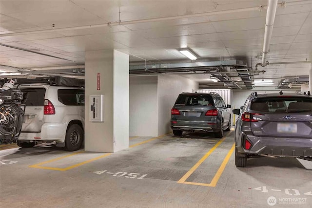 parking garage featuring electric panel