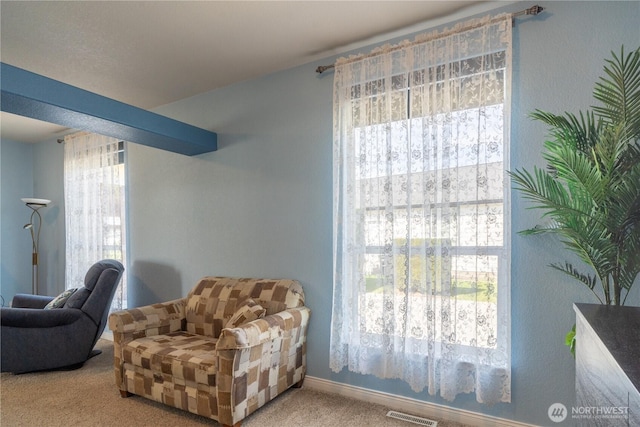 1701 E Burr Ave Unit 12, Moses Lake, WA 98837 - living area with carpet flooring, plenty of natural light, and baseboards