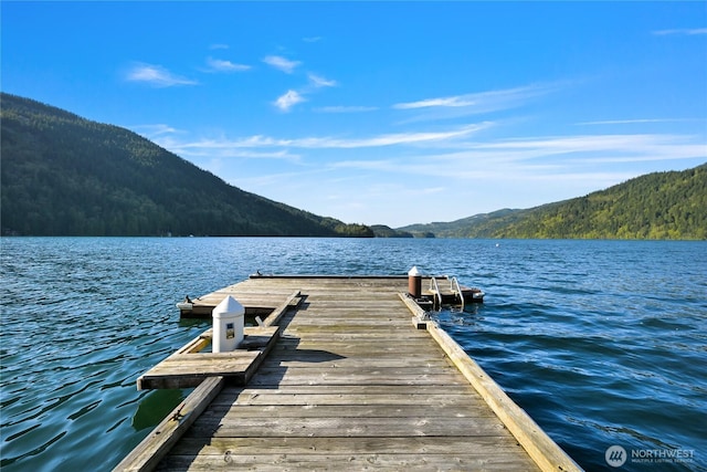 3445 S Bay Dr, Sedro Woolley, WA 98284 - dock area featuring a water and mountain view and a forest view