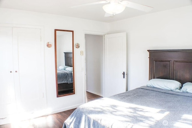 2916 Robin Ave, Bremerton, WA 98310 - bedroom featuring a ceiling fan, baseboards, and dark wood-type flooring