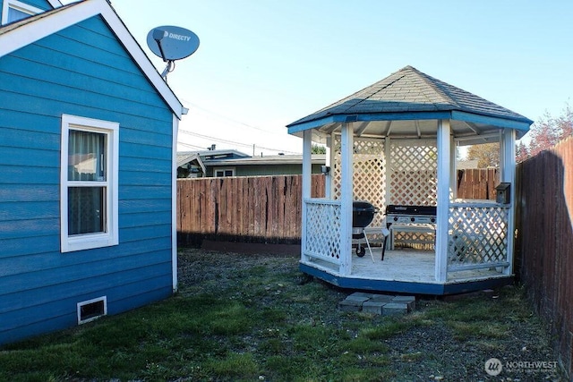 2916 Robin Ave, Bremerton, WA 98310 - view of yard with a gazebo, visible vents, a wooden deck, and a fenced backyard