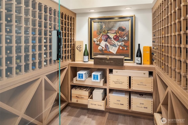 wine cellar with wood finished floors