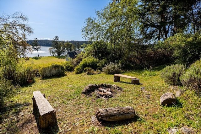 view of yard featuring a water view