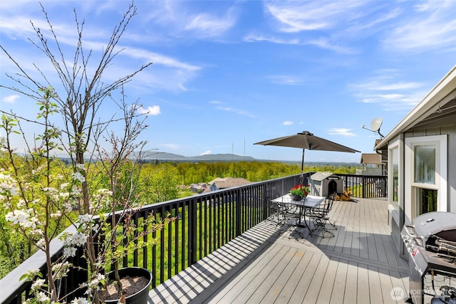 4353 Gooding Ave, Bellingham, WA 98226 - deck with a mountain view, area for grilling, and outdoor dining space