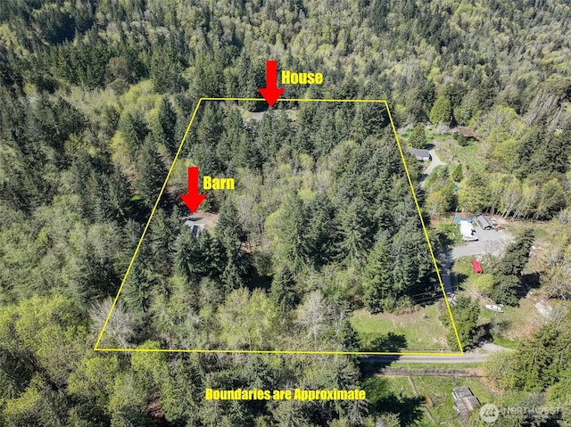 212 Deer Park Ln, Port Angeles, WA 98362 - birds eye view of property featuring a wooded view
